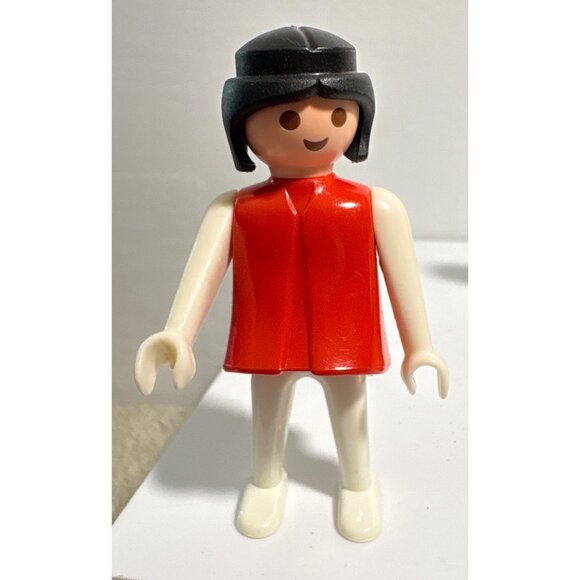 Vintage Playmobil Figures Set Of 3 Grandma Woman Blue Hat Geobra Blue Yellow Red - Picture 3 of 9